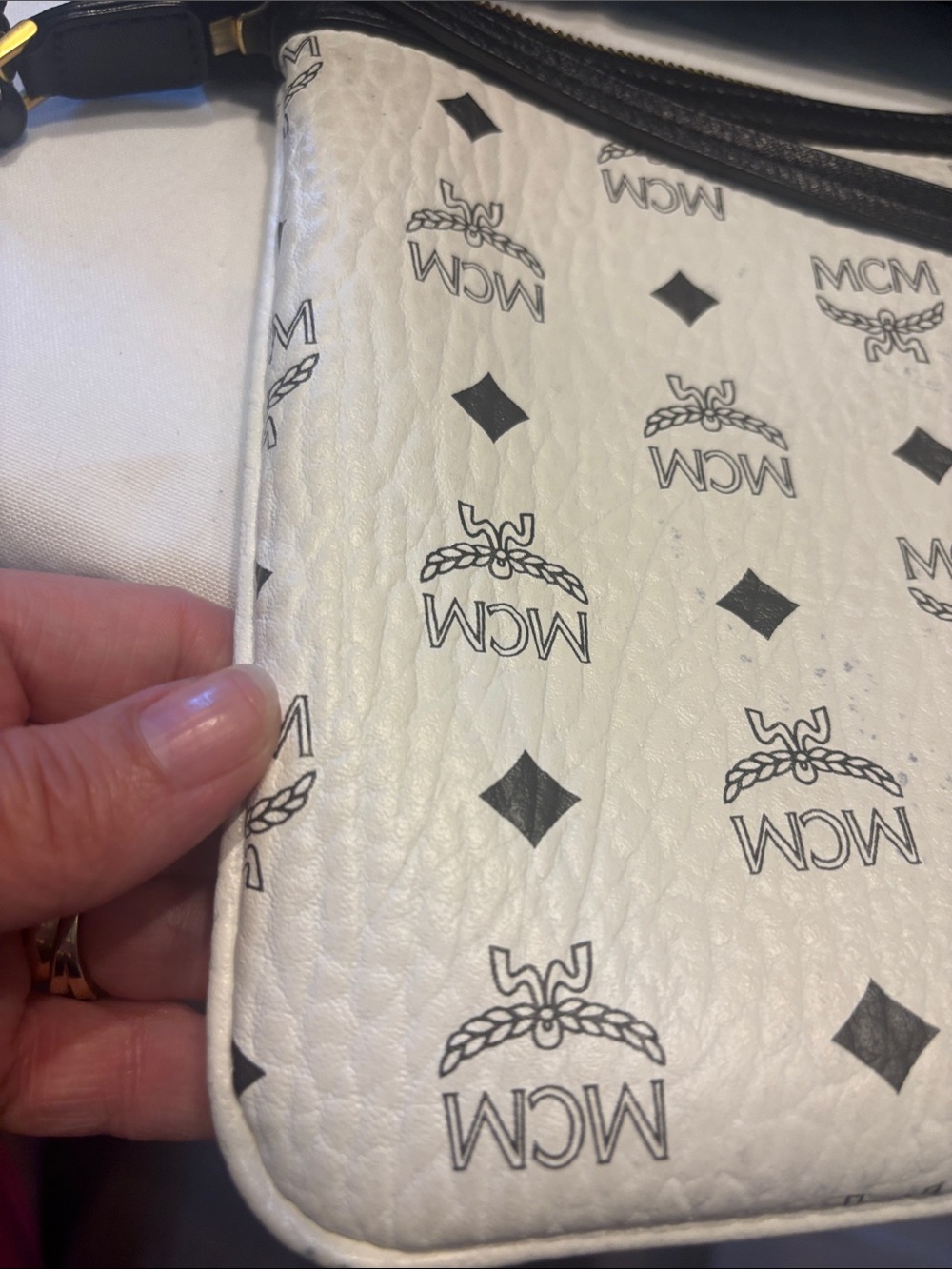 MCM limited edition reversibleBlack & White Patterned Tote with limited Pouch - Picture 15 of 17